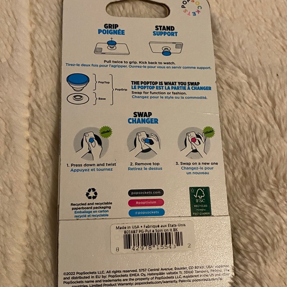 PopSocket Stylish PopGrip PopTop Cell Phone Joy Grip & Stand Earth Globe NWT - Picture 4 of 4